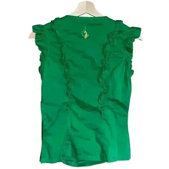 VINTAGE Y2K BABY PHAT GREEN RUFFLED SLEEVELESS BLOUSE - Picture 2 of 9